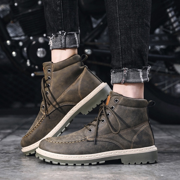 Férfi téli bőrcipő fűzős