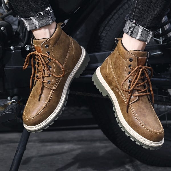 Férfi téli bőrcipő fűzős