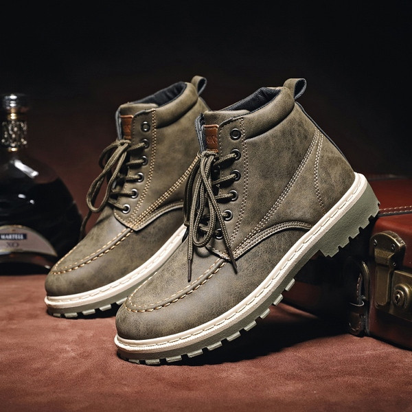 Férfi téli bőrcipő fűzős