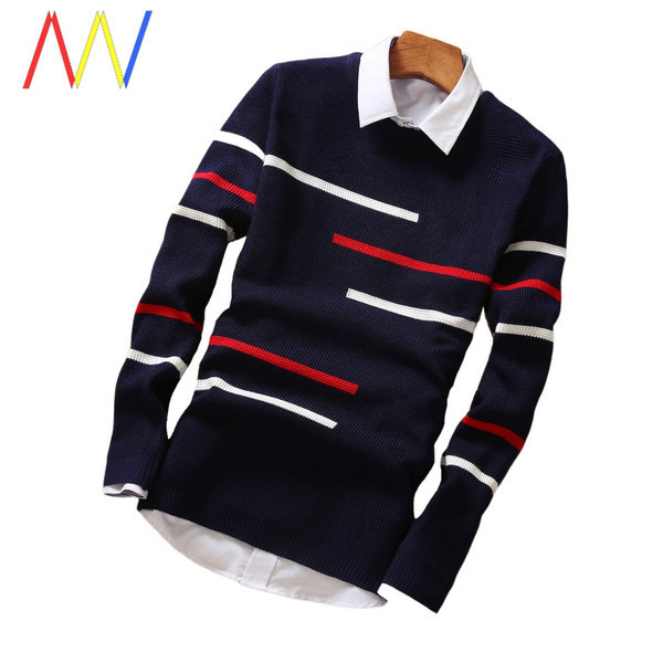 Férfi kötött pulóver ovális nyakkivágással