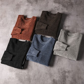 Meleg férfi gyapjú pulóver ovális nyakkivágással