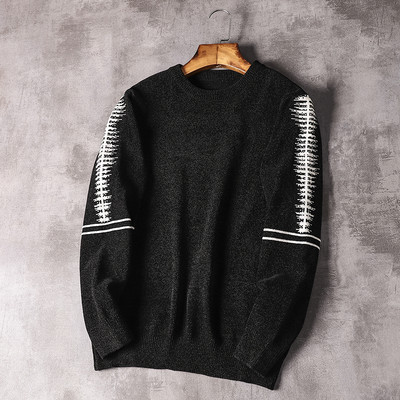 Meleg férfi gyapjú pulóver ovális nyakkivágással