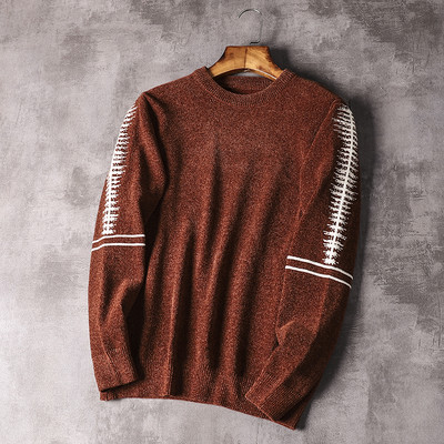 Meleg férfi gyapjú pulóver ovális nyakkivágással