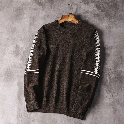 Meleg férfi gyapjú pulóver ovális nyakkivágással