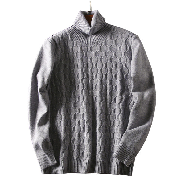 Kötött férfi pulóver magas pólógallérral