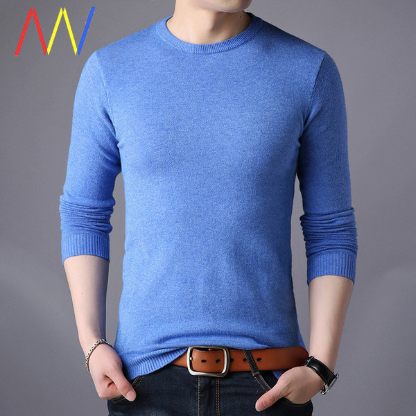 Vékony kötésű sima mintás férfi pulóver