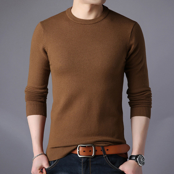 Vékony kötésű sima mintás férfi pulóver