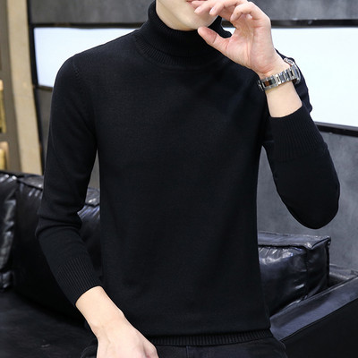 Alkalmi férfi pulóver pólógallérral és hosszú ujjal