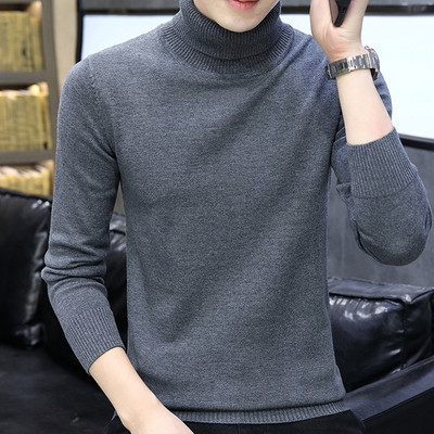 Alkalmi férfi pulóver pólógallérral és hosszú ujjal