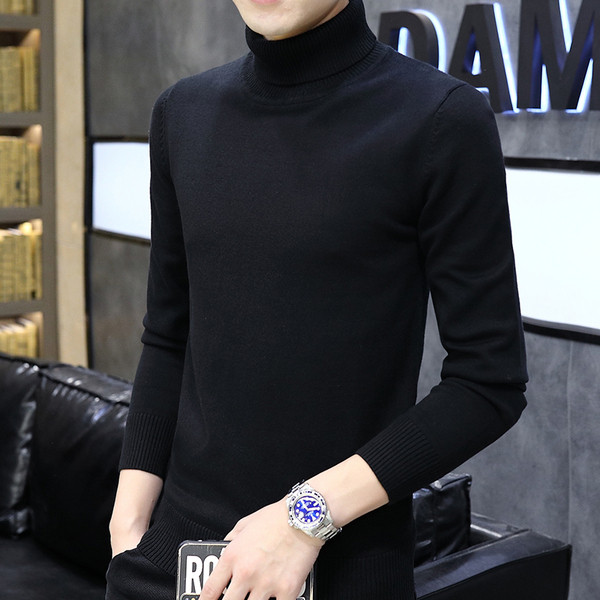 Alkalmi férfi pulóver pólógallérral és hosszú ujjal