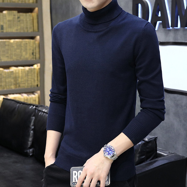 Alkalmi férfi pulóver pólógallérral és hosszú ujjal