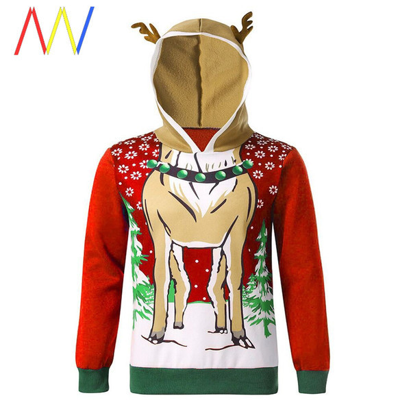 Férfi pulóver kapucnival, karácsonyi motívummal