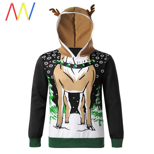 Férfi pulóver kapucnival, karácsonyi motívummal