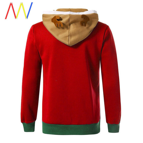 Férfi pulóver kapucnival, karácsonyi motívummal