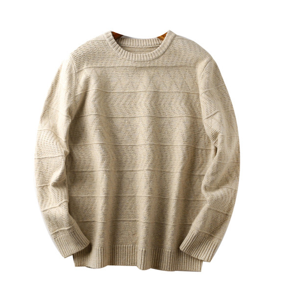 Pulover gros barbatesc din lana cu decolteu oval