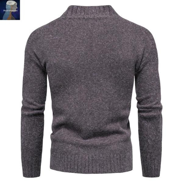 Μοντέρνο ανδρικό πουλόβερ με κολάρο  και μακριά μανίκια