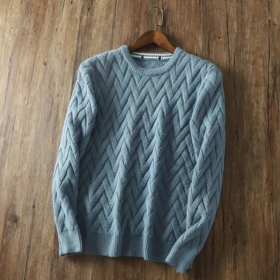 Kötött férfi pulóver ovális nyakkivágással