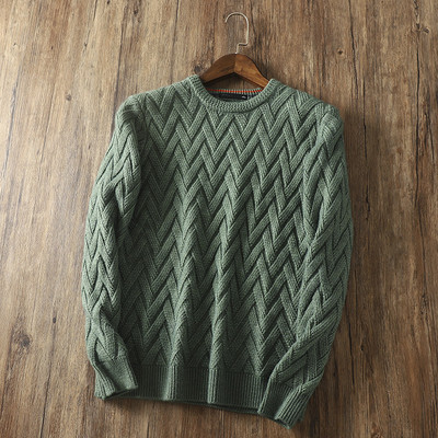 Kötött férfi pulóver ovális nyakkivágással