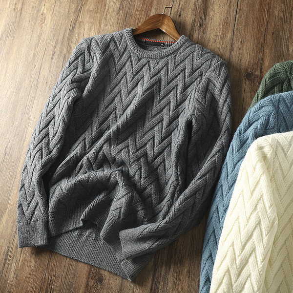 Kötött férfi pulóver ovális nyakkivágással