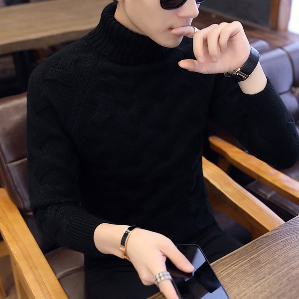 Aktuális férfi pulóver magas pólógallérral