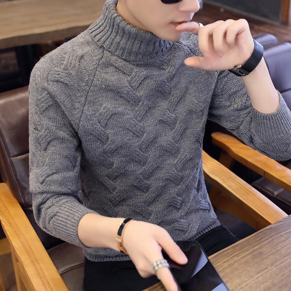 Aktuális férfi pulóver magas pólógallérral