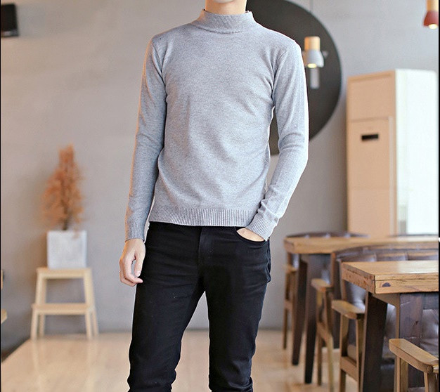 Alkalmi férfi pulóver polo galléros sima modellel