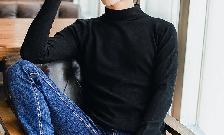 Alkalmi férfi pulóver polo galléros sima modellel