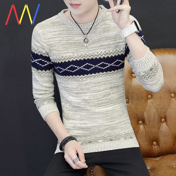 Kötött pulóver ovális nyakkivágással férfiaknak