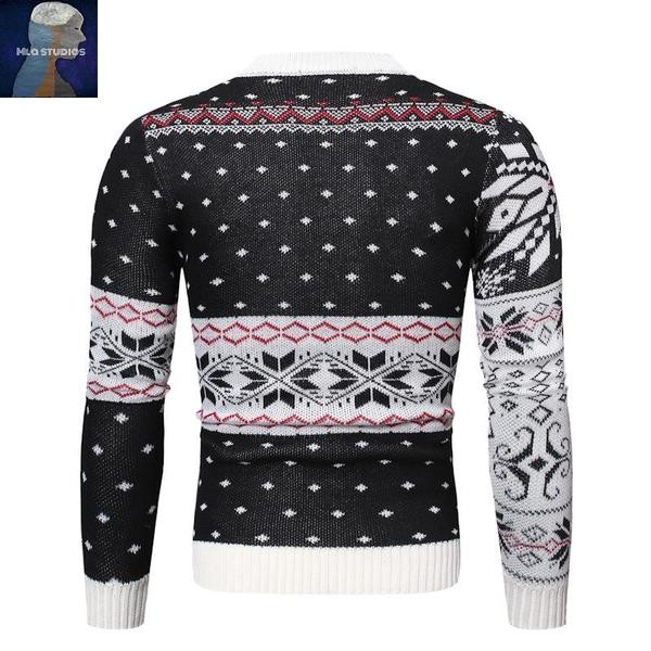 Férfi karácsonyi pulóver kerek nyakkivágással és hosszú ujjal