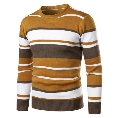 Férfi csíkos pulóver ovális nyakkivágással