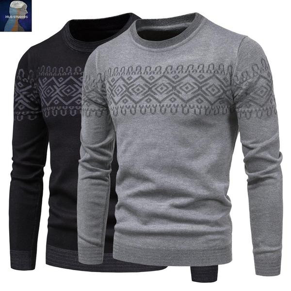 Moodne ovaalse kaelusega meeste kampsun