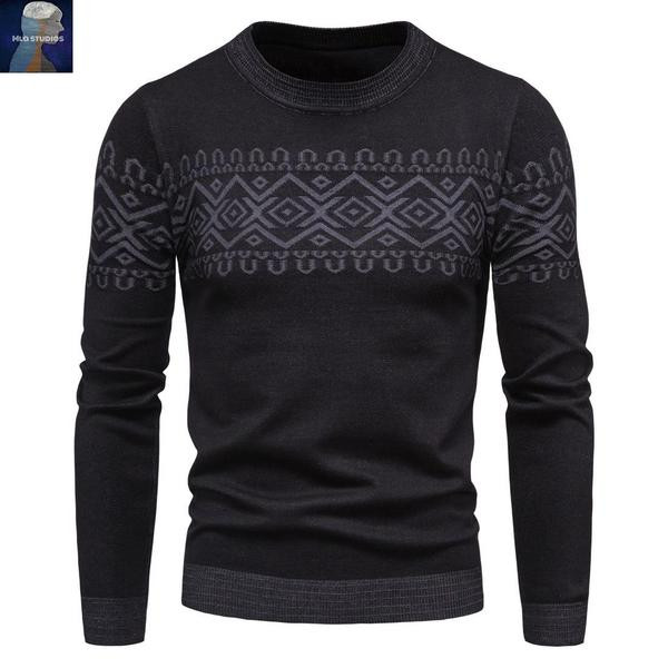 Moodne ovaalse kaelusega meeste kampsun