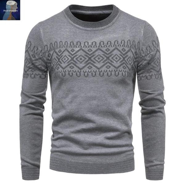 Moodne ovaalse kaelusega meeste kampsun