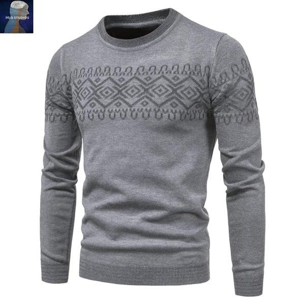 Moodne ovaalse kaelusega meeste kampsun