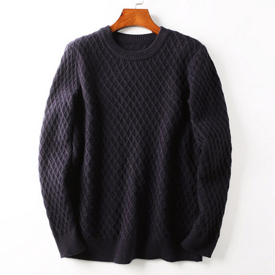 Vastag férfi téli pulóver ovális nyakkivágással