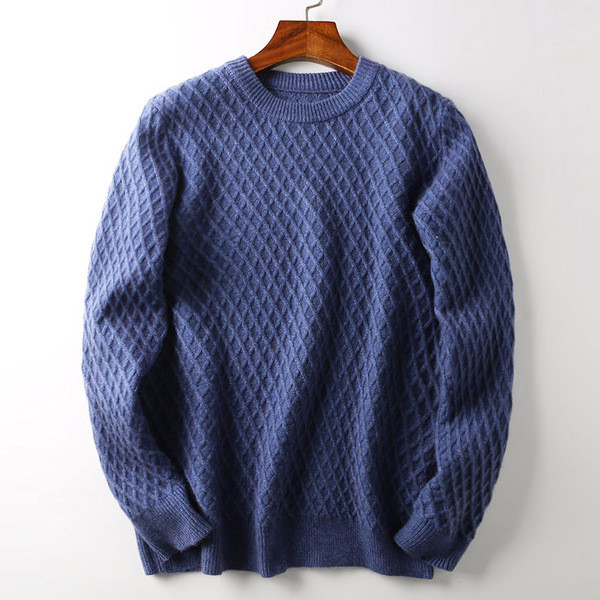 Vastag férfi téli pulóver ovális nyakkivágással