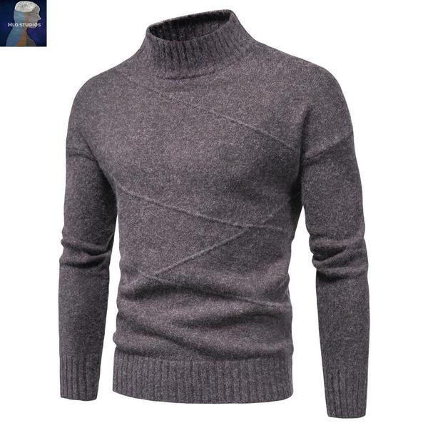 Ležeran muški pulover s poluvisokom kragnom