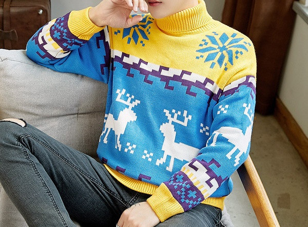 Modern férfi pulóver magas pólógallérral