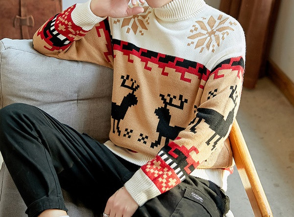 Modern férfi pulóver magas pólógallérral