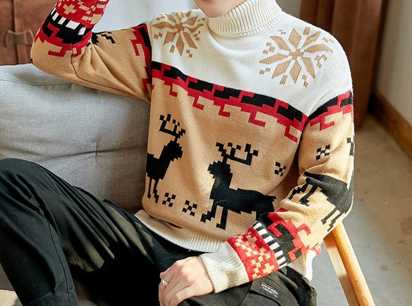 Modern férfi pulóver magas pólógallérral