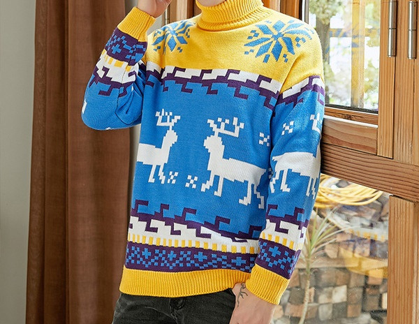 Modern férfi pulóver magas pólógallérral