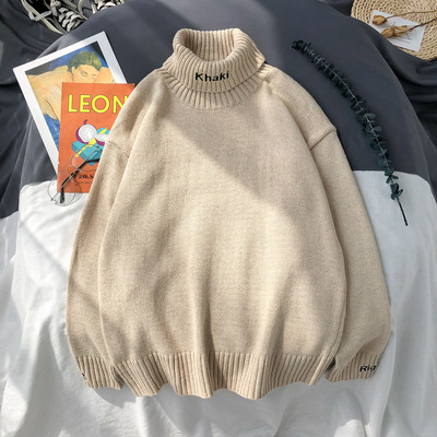 Alkalmi férfi pulóver pólógallérral és hímzéssel