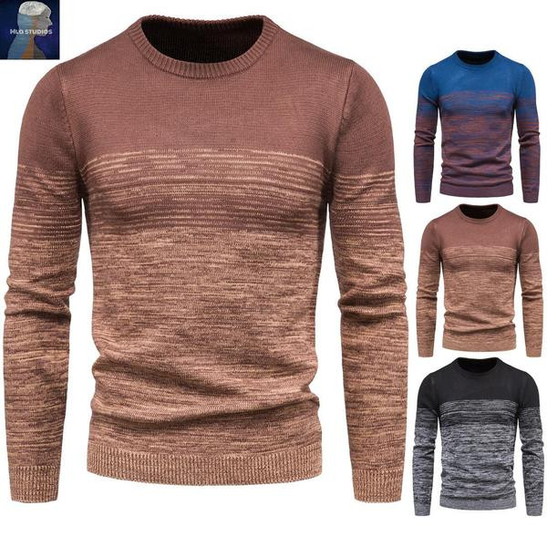Ανδρικό χρωματιστό πουλόβερ με οβάλ ντεκολτέ