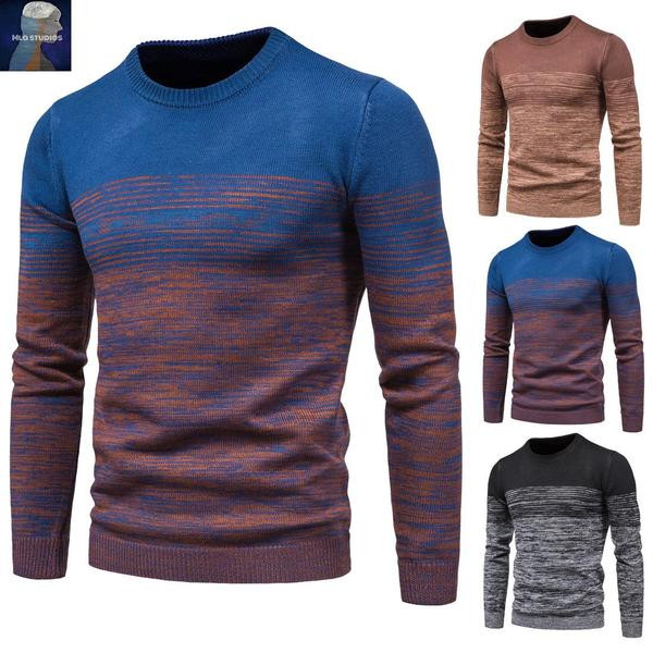 Ανδρικό χρωματιστό πουλόβερ με οβάλ ντεκολτέ