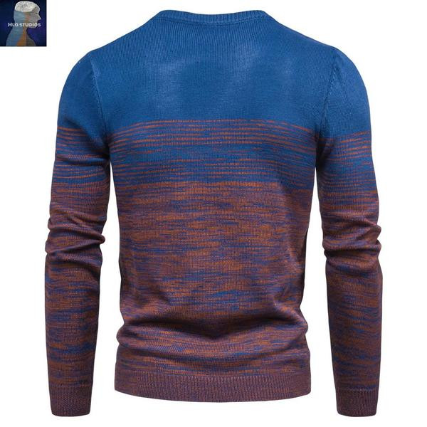 Ανδρικό χρωματιστό πουλόβερ με οβάλ ντεκολτέ