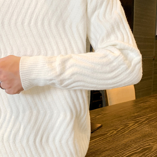 Alkalmi férfi pulóver sima modell magas gallérral