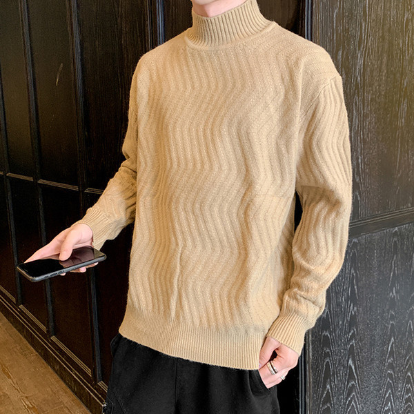 Alkalmi férfi pulóver sima modell magas gallérral