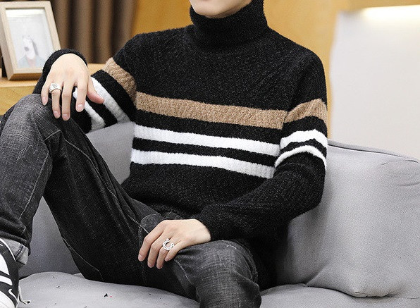 Alkalmi férfi pulóver pólógallérral - testhezálló modell