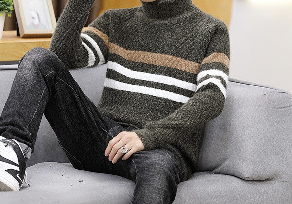 Alkalmi férfi pulóver pólógallérral - testhezálló modell