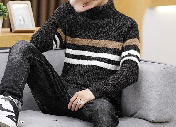 Alkalmi férfi pulóver pólógallérral - testhezálló modell